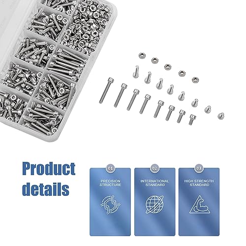 KOXXIAMOQ 480 Pcs M3 Bolts and Nuts Set, Hexagon Socket Head Cap Bolts, Stainless Steel Machine Screws Assortment Kit - Image 3