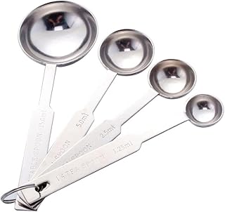 Measuring Spoons, Premium Heavy Duty Stainless Steel Measuring Spoons Copper Set, Small Tablespoon with Metric and American Measures, Dry and Liquid Ingredients, Pack of 4