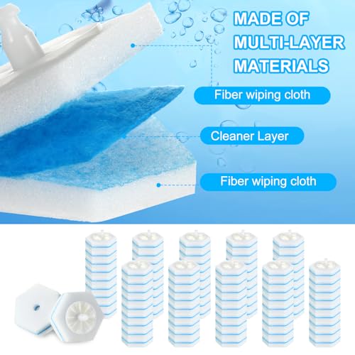 Image of 50 Pcs Disposable Toilet Brush Refills, Toilet Bowl Cleaning Wand Refills, Toilet Brush Replacement Head for Bathroom and Toilet Cleaning