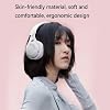 Auriculares Bluetooth híbridos mejorados con cancelación de ruido, over-ear con micrófono, almohadillas suaves, estéreo HiFi, plegables y ligeros, graves profundos para hogar, oficina, celular y PC, color blanco 4