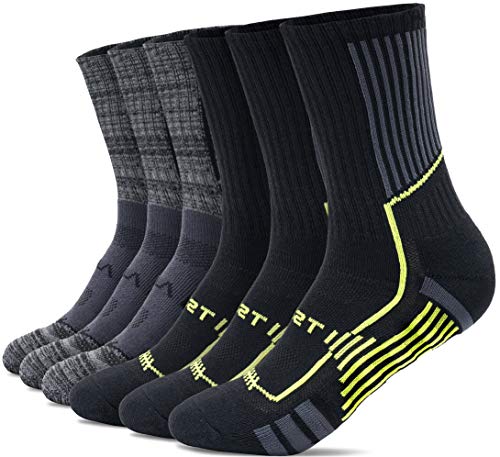 TSLA Men's Athletic Mid-Calf Socks Cushioned Sports Comfort, Active Grip 6pairs(mzs63) - 3