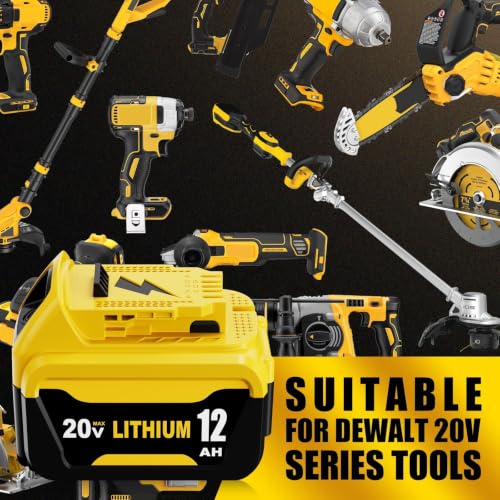 Image of 12.0Ah DCB206 Replace for Dewalt 20V Max Battery and DCB107 Charger, 2Pack