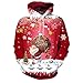 BUKINIE Unisex Brutto Natale Felpa Con Cappuccio Divertente Babbo Natale Pupazzo di Neve Realistico Pullover Canguro Tasca Felpa Rosso M