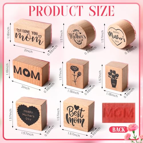 Supervitae-8-Pcs-Mothers-Day-Rubber-Stamp-Set-Wooden-Rubber-Stamps-Vintage-Wooden-Rubber-Art-Stamps-for-Crafting-and-DIY-Scrapbooking-Card-Making-Hand-Book Supervitae 8 Pcs Mothers Day Rubber Stamp Set Wooden Rubber Stamps Vintage Wooden Rubber Art Stamps for Crafting and DIY Scrapbooking Card Making Hand Book