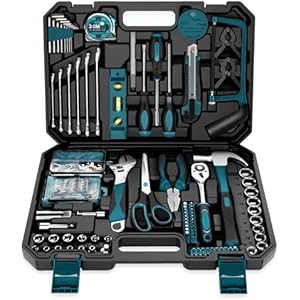 Sundpey Home Tool Kit 257-PCs - Household Basic Repair Tool Set for Men Women - General Hand Mechanic's Tool Set & Screwdriver Set & Wrench Set & Socket & Portable Tool Box Storage Case Blue