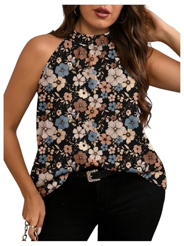Image of RoseSeek Women's Tropical Paisley Halter Blouse Boho Shirt Vacation Tops | Polka Dots Print, Halter Tops, Summer Tops, Going Out Tops, Beach, Dressy Tops, Boho Blouses