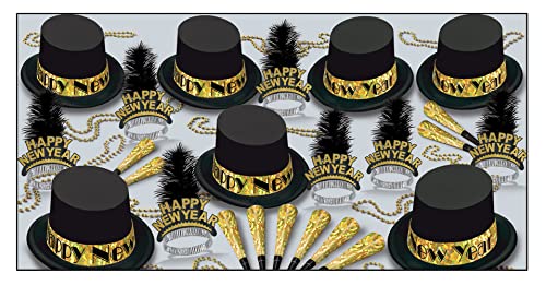 Kit accessoires de fête Nouvel An pour 50 personnes Beistle avec chapeaux en carton