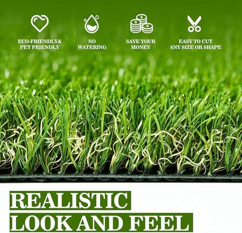 AYOHA Artificial Turf 3 ft x 41 ft with Drainage, 1.38 Inch Realistic Fake Grass Rug Indoor Outdoor Lawn Landscape for Garden, Balcony, Patio, Synthetic Grass Mat for Dogs, Customized