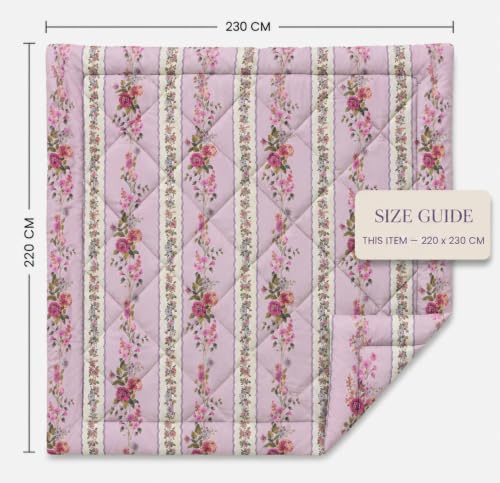 Image of HOMEKART 220 GSM Reversible Microfiber AC Comforter /Duvets for Mild Winter | All Season Single Size 3 Layered Quilted Blanket for Single Bed (230 cm x 150 cm,Baby Pink)