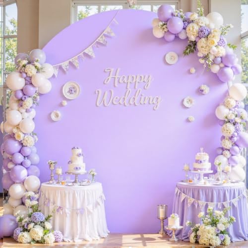 Purple Round Backdrop Cover 7.2ft Stretchy Circle Arch Backdrop Cover Wedding Round Arch Cover for Bridal Shower Baby Shower Girls Photo Shoot Balloon Arch Cover Birthday Party Arches Background