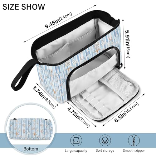 Image of senya Big Capacity Pencil Case Pen Case Canvas Bag Make-up Pen Pouch for Office College School Kids Teens Student Starfish Shell Pattern