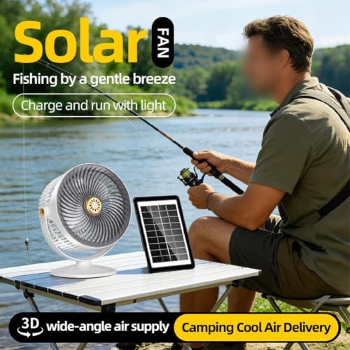 Linterna LED con 5 modos de batería, ventilador solar y 3000 mAh en gris 5