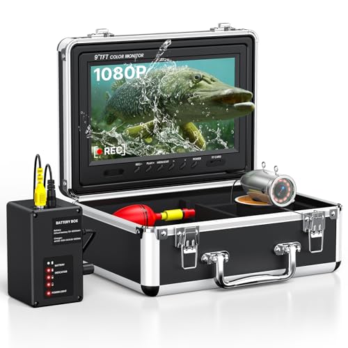 Eyoyo Underwater Fishing Camera, Ice Fishing Camera Video Fish Finder Upgraded 720P Camera 12 IR Lights with 1024x600 9 inch Screen w/DVR Function for Ice, Lake, Boat, Sea Fishing (30m+DVR)