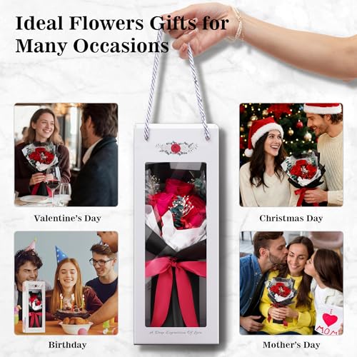 Image of Flowers for Delivery Prime, Preserved Roses Flower Gifts for Women, Flower Bouquet Gifts for Her, Mom Birthday Gifts from Daughter, Valentines Flowers, Real Roses, Red Roses