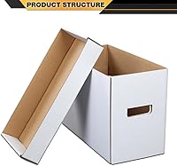 Vista 6 de Paquete de 3 cajas de almacenamiento para cómics, capacidad para 150-175 cómics, plegable, apilable, a prueba de humedad, cartón archivado