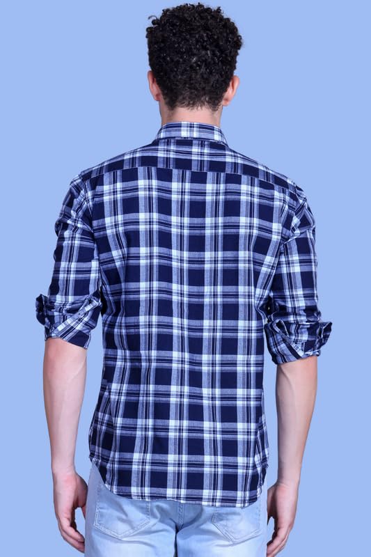 Image of SANE ORIGINALS Ingdigo Washed Checks Pure Cotton Shirt for Men