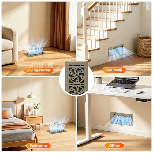 Floor Vent Covers 4 Pack, Floor Register 4" x 10", Adjustable Decorative Vent Covers for Home Floor, Ceiling or Sidewall Vent, Rust-Proof Heavy Duty Walkable Steel Floor Vents (Brown-4PACK) by LLLFTJ - Used condition - Image 8