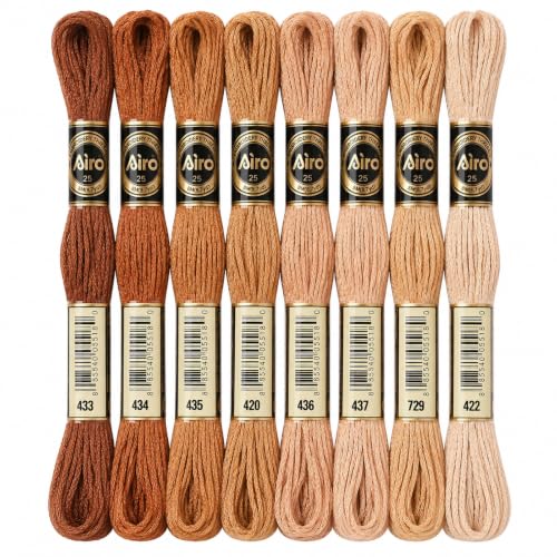 Image of FASHEWELRY 70 Yards Handmade Polyester Embroidery Floss Crewel Cross Stitch Threads 0.5mm 6-Ply Embroidery Thread Bulk for Beginners Adult DIY Sewing Knitting Supplies (Coconut Brown)