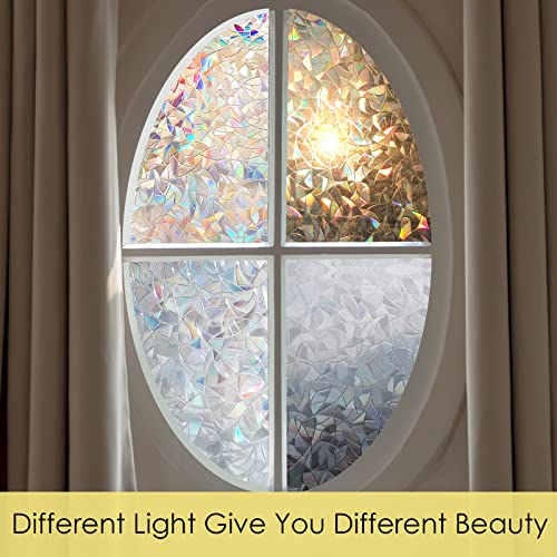 Statint Rainbow Window Film Privacy, Decorative Stained Glass Film, Static Cling Uv Blocking Non-Adhesive Window Stickers For Home Door Decals,17.3 Inch X 6.5 Feet #TOP4