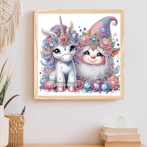 Image of AiYuanzsh Diamond Art Painting Kits for Adults, 5D Special Shape Diamond Art Kits for Beginners, Crystal Rhinestones Diamond Art Painting for Home Wall Decoration Gift 12x12inch, Animal and Gnome