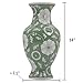Galt International 14” Hand Painted Chinoiserie Ceramic Vase – Antique Style Porcelain Flower Bottle by Galt International, Fishtail Chinese Vase for Home Decor & Centerpiece - Green & White