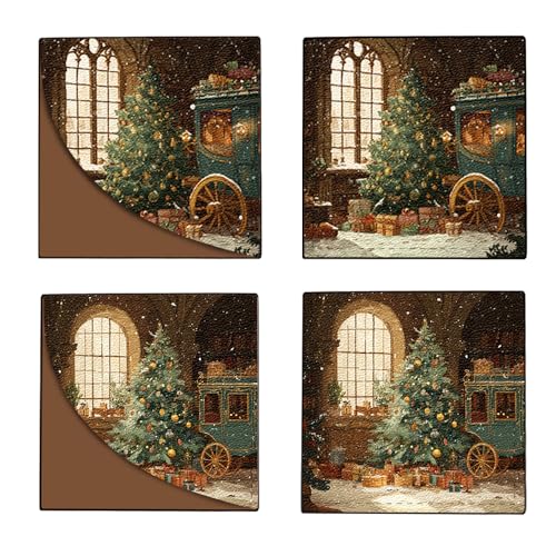 Image of 2Pcs Christmas Wreath Corner Bookmarks, Handmade PU Leather Page Corner Protectors, Vintage Holiday Art Stationery Gift for Book Lovers, Kids, Teachers, Reading Accessories 3.54 x 3.54
