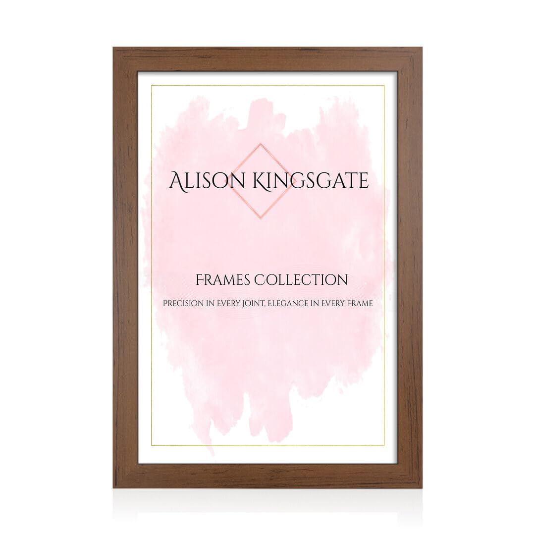 Alison Kingsgate Modern 15X10 Walnut Picture Frames- Engineered Wood Photo Frame with Shatterproof Perspex Front- Ideal for Posters, Certificates & Artwork- Wall Mount or Tabletop Display — image 1