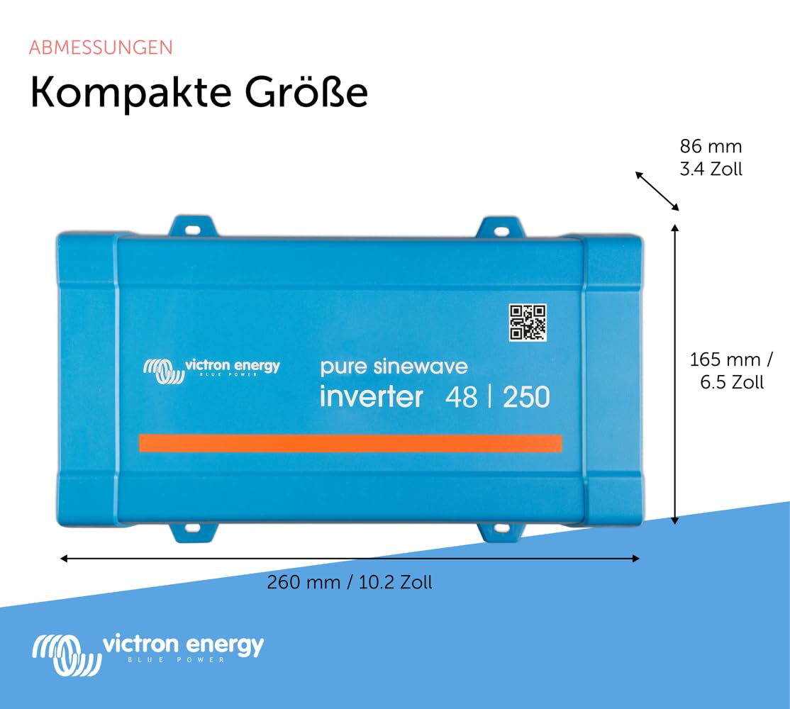 Victron Energy 250VA 48-Volt 230V AC Reiner Sinus Wechselrichter (Schuko)