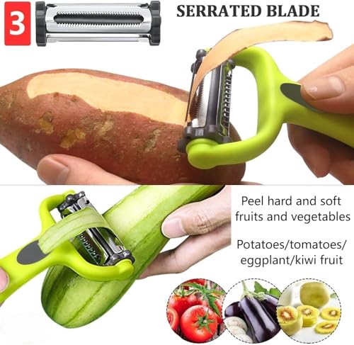 Image of Linden Sweden CLITZ Premium Y Shape Vegetable Peeler with Julienne Blade, Stainless Steel Sharp Peeler, Ergonomic Non-Slip Handle for Potato, Carrot, Cucumber, Fruits & Vegetables - Green