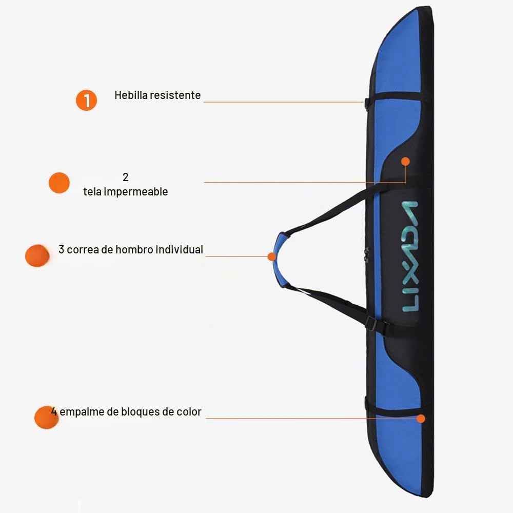 Lixada Bolsa de esquí, Impermeable Funda esquis para el Almacenamiento y el Transporte Durante el esquí 160cm