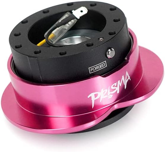 Miniatura 3 de NRG Innovations NRG-SRK-143BK-PK - Kit de liberación rápida para volante con adaptador, cuerpo negroanillos con forma de corazón rosa, diseño de