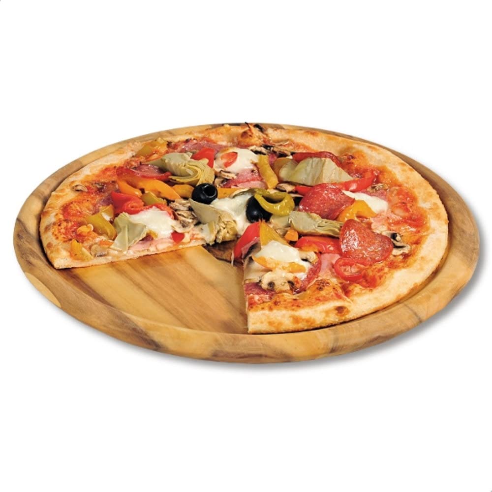 Pizzateller mit Gravur (Namen) personalisiertes Holz Pizzabrett 32cm Akazienholz - Geschenkidee zum Geburtstag, Geschenke Jahrestag Jubiläum, MotivP9 Pizzeria