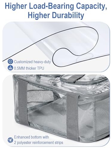 Image of Heavy Duty Clear Backpack For School, 17 Inch Clear Bookbag For Kids Boys Girls Women Men, Large See Through Backpack With An Extra Pouch Accessories, Multi-Pockets Tranparent Bag, Work, Grey