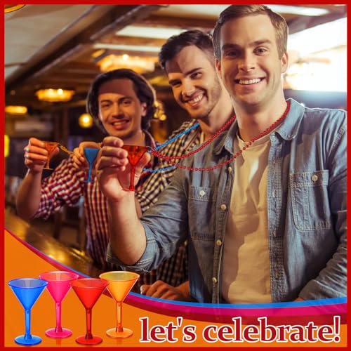 Ecation ECATION-MARGARITA GLASSES-1 24 Pcs Shot Glass On Beaded Necklace Martini Margarita Glass Necklace Plastic Shot Necklace Cups thumb #2