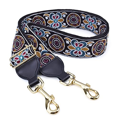 CLOUDMUSIC Handbag Strap Replacement Crossbody Strap Purse Strap for Women Girls(Embroidered Butterfly In Black) - Thumbnail 7
