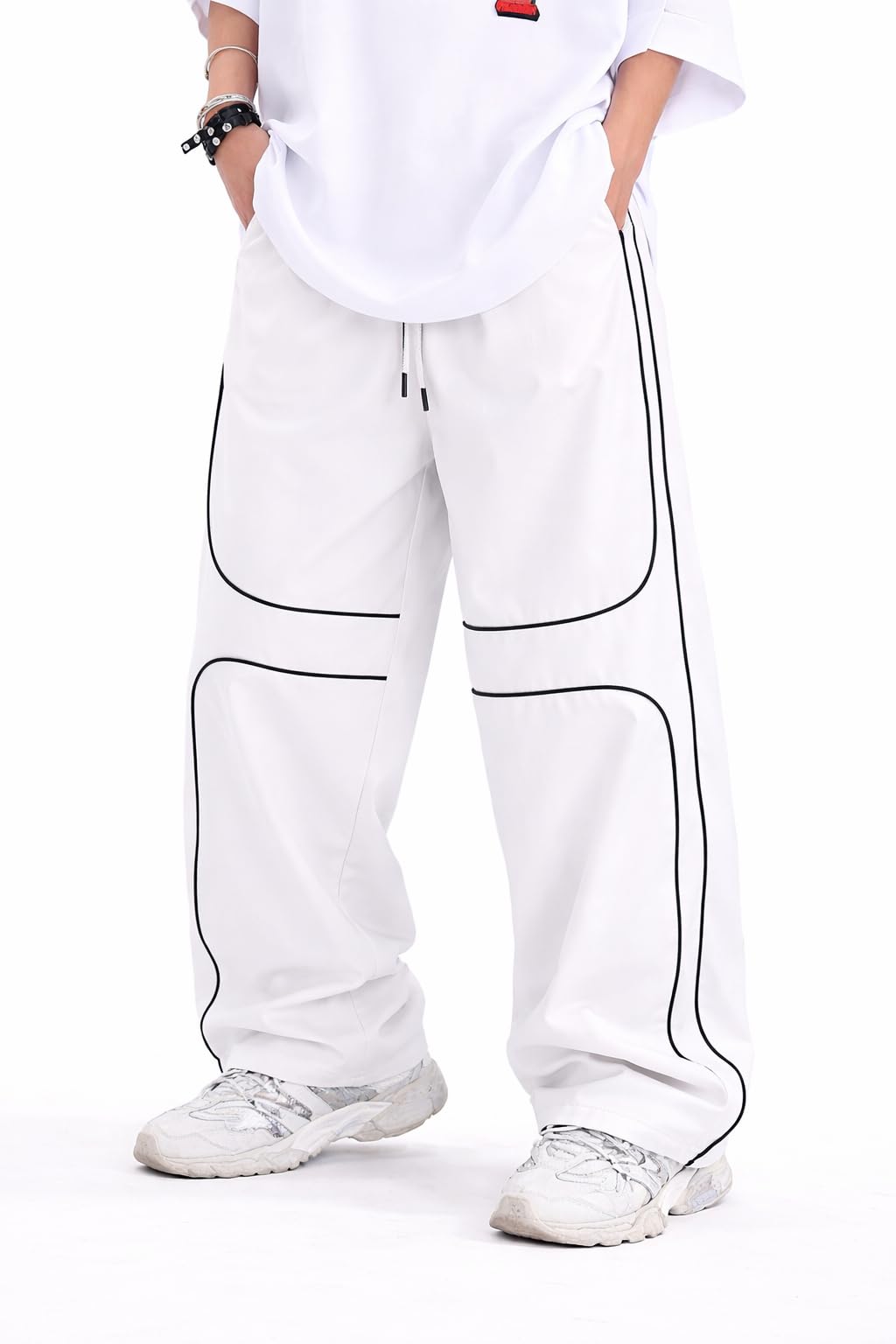 Anouk Track Pants for Men Regular Fit NS Fabric Lower Gym Trackpants Elastic Waist Straight Fit Casual in neutral