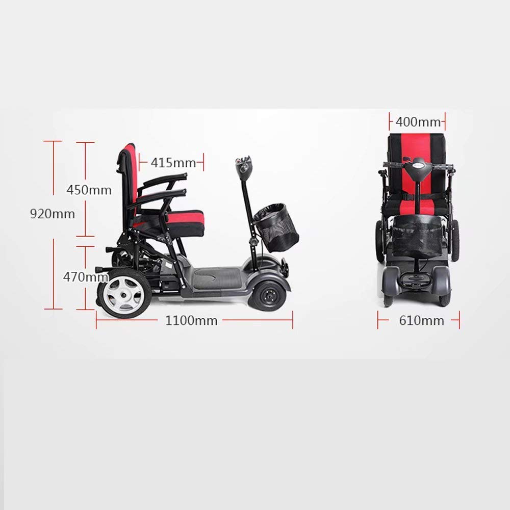 Sedia a rotelle elettrica leggera pieghevole, schienale con ruota antiribaltamento regolabile, 23 km, batteria al piombo-acido da 24 V con borsa di stoccaggio Scooter