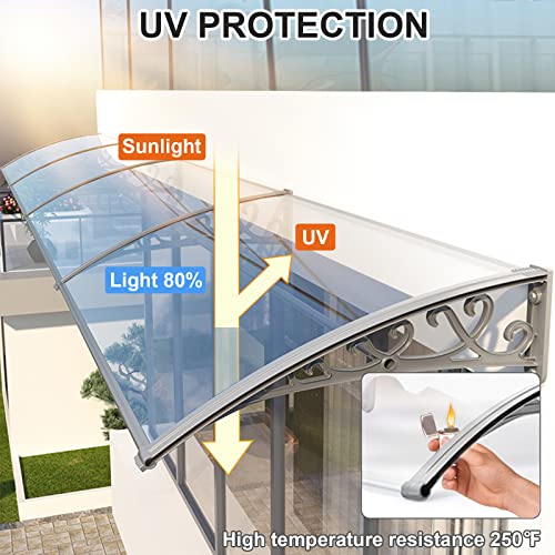 Fvtvhev Window Awning Door Canopy, Modern Design Polycarbonate Awnings For Patio For Uv Sunlight Rain Snow Protection Awning, Awning Canopy For Porch, Window, Garden Terrace, Garage #TOP1
