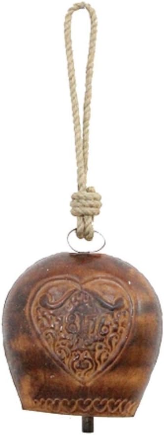 Apka Mart Handcrafted Iron Cow Bell Wind Chime Wall Hanging (17-inch Height, Brown)
