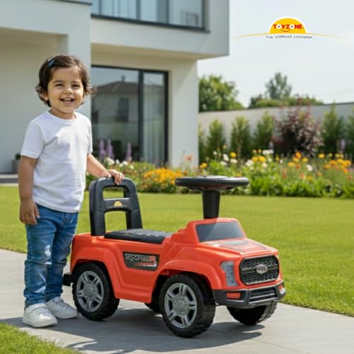 Image of Toy Zone Raptor Baby Ride on Car for Kids, Toddlers Push Ride Baby Kids Car with Backrest, Push Ride on Toy Jeep with Music & LED Light, Under Seat Storage, 2 to 5 Years (Red)