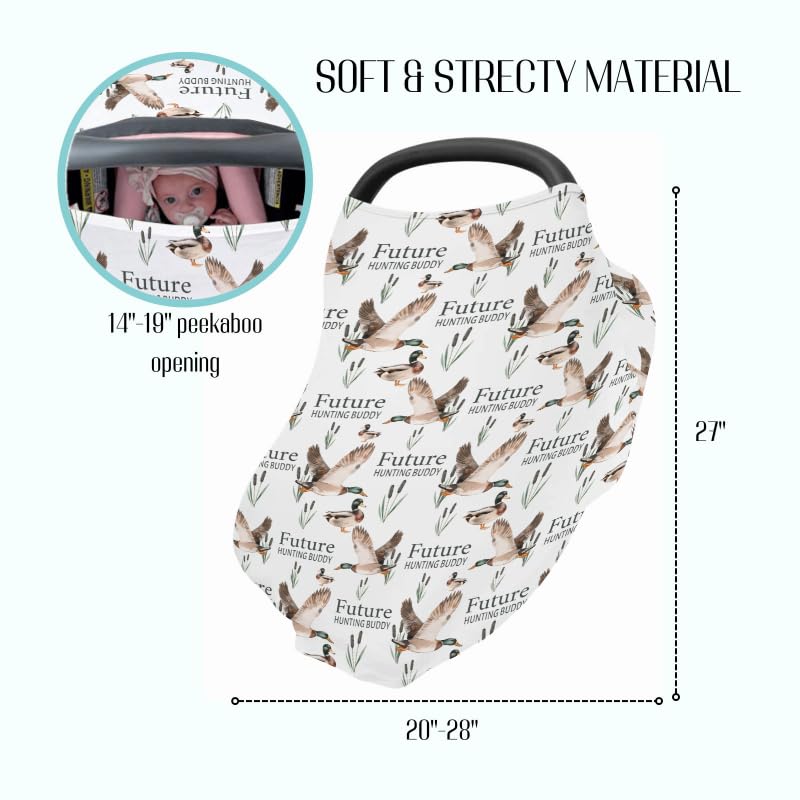 Image of Baby Boy 5-in-1 Car Seat Cover Mallard Duck Hunting Wild Animal Hunter, Multi-use Privacy Nursing Breastfeeding Cover, Carseat Canopy Carrier Newborn Infant Gift