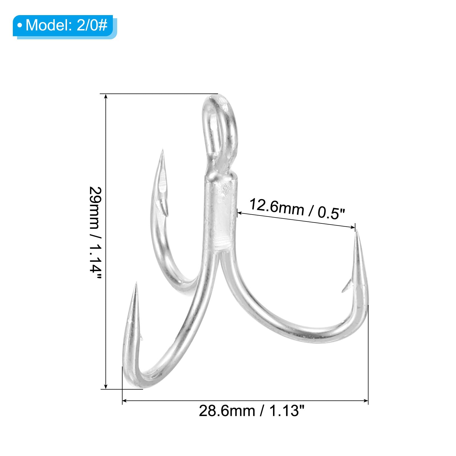 PATIKIL 2/0# Fishing Treble Hooks - Image 2