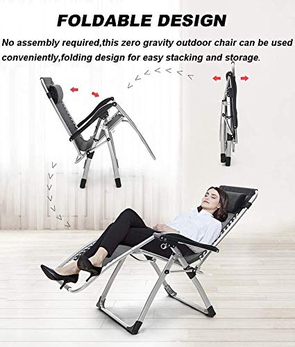 Chaise inclinable pliable zero gravity grand format réglable avec coussin violet - 7