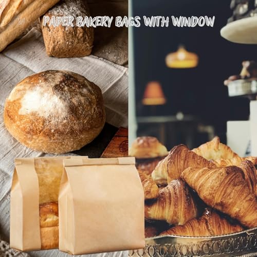 15 Pack Large Sourdough Bread Bags for Homemade Bread Gifting Bakery Bags with Window Loaves Paper Bread Bags for Baked Food Packaging Storage with Seal Stickers (11.8x8.2x3.5inch) — view 6