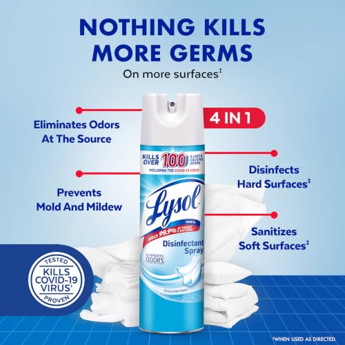 Lysol Disinfectant Spray, Sanitizer, Linen & Morning Breeze, 19 oz, 4 Pack - image 2