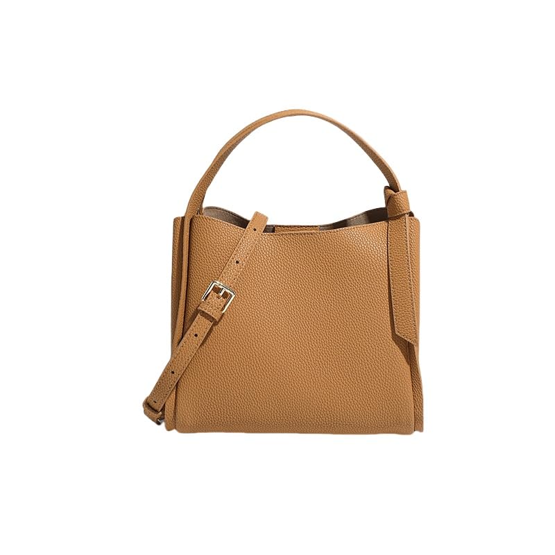 Sac à main en cuir caramel pour femme avec grande capacité de 34x8.5x15cm