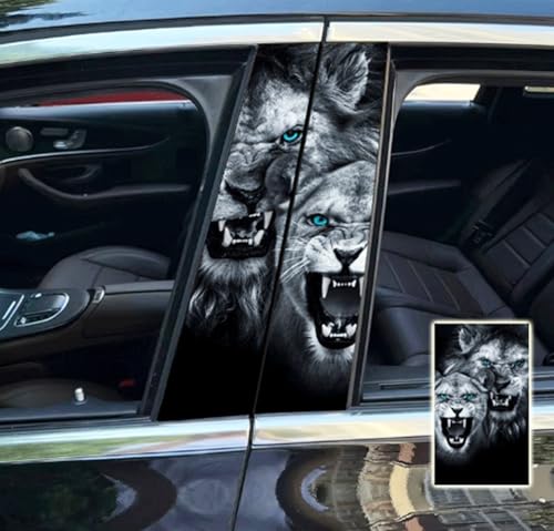 Image of 2pcs /1set Car B Pillar Sticker Decal Upgraded Vinyl Car Decals Body Side Stickers,Wolf Lions Rose Tigers Graphics Scratch Cover Large Sticker for Car Auto Van SUVs Trucks 19.6'' (Two Lions)