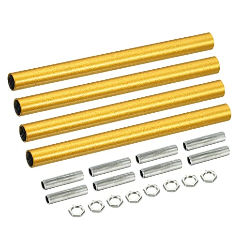 MECCANIXITY Threaded Extension Rod, 7.87" Lamp Pipe with Connector Light Fixture for Pendant Light Island Lighting Chandeliers Stems, Gold Tone 4 Set
