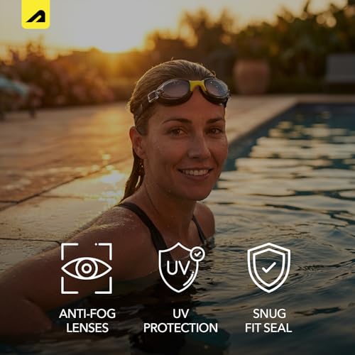 Image of Boldfit Swimming Goggles for Men & Women with Adjustable Strap Anti Fog Goggles for Swimming Men Swimming Goggles for Women Air Tight Swim Goggles UV Protection Training Swim Goggles - BlackYellow