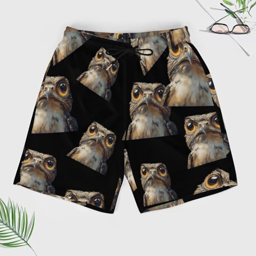 Potoo Bird Beach Shorts for Men Swim Trunks Quick Dry Swim Shorts with Compression Liner Pocket3